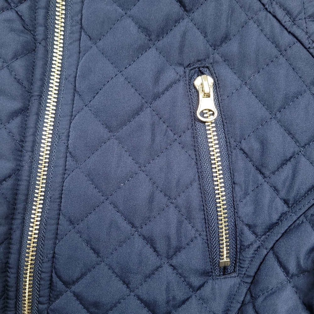 SO Girls Youth 16 Quilted Puffy Jacket Navy Blue Zip Pockets Kohls - Picture 3 of 6